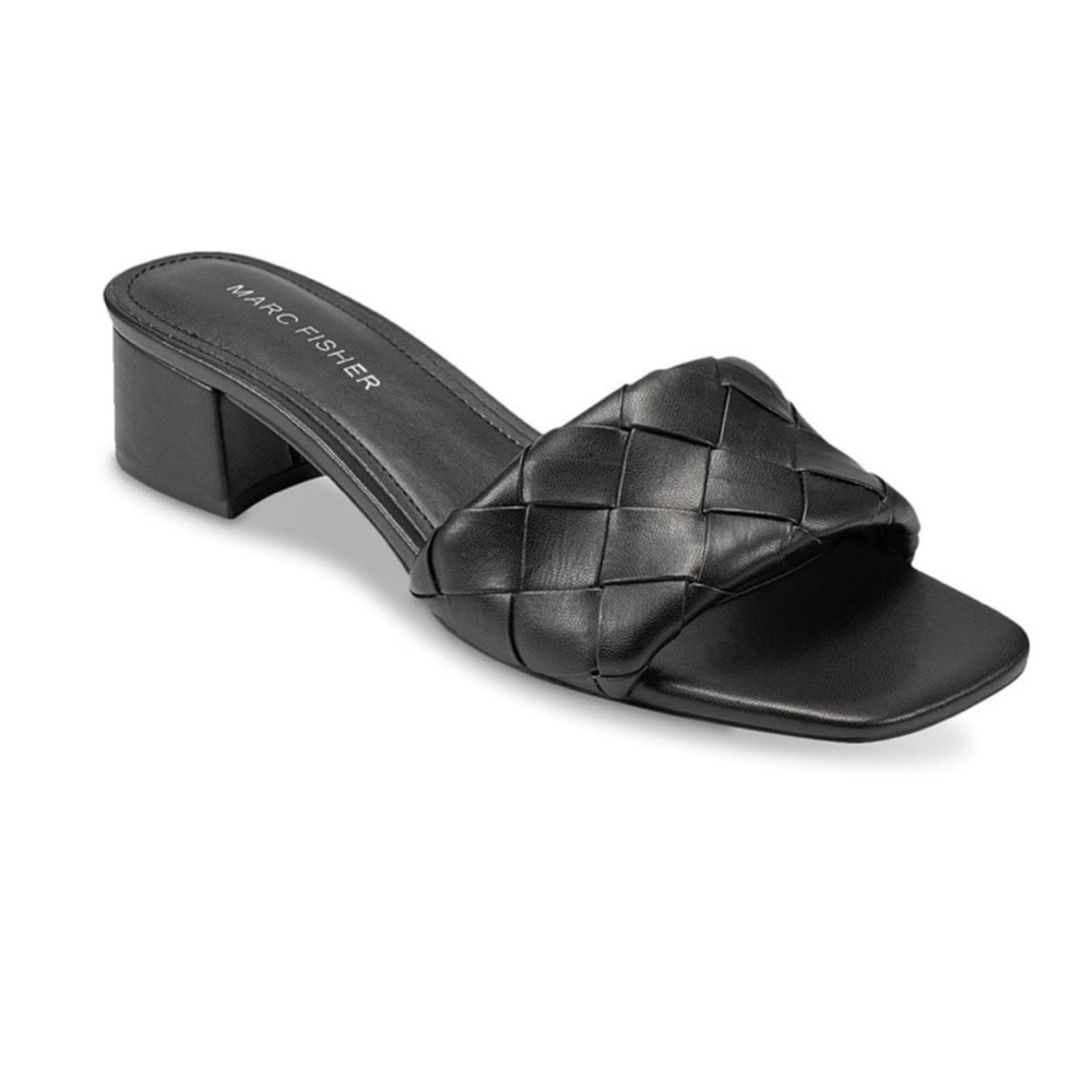 Marc Fisher Black Woven Slip-on Sandals